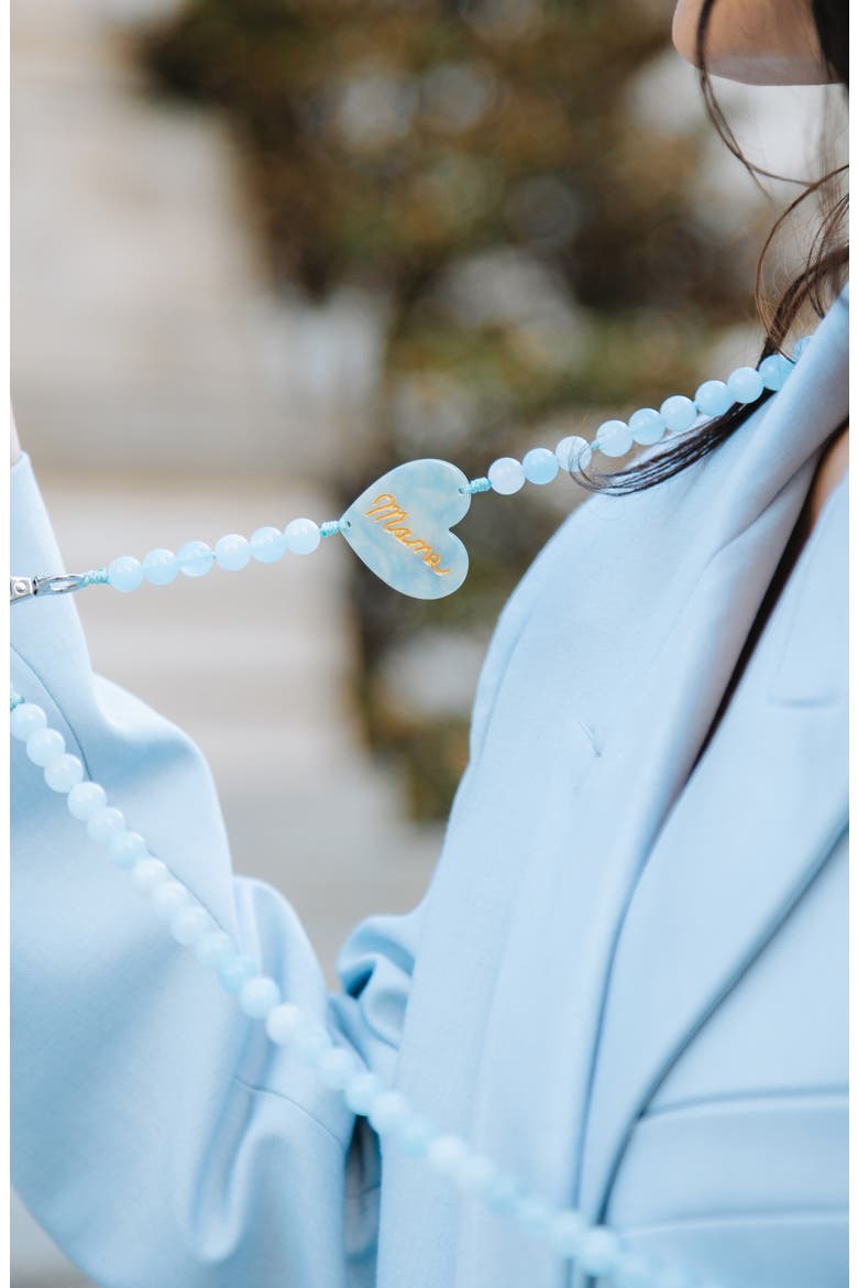 Mama Heart Beaded Crossbody Phone Strap, Alternate, color, BABY BLUE