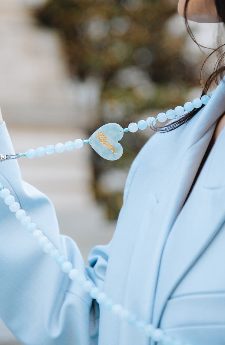 Solar Eclipse Mama Heart Beaded Crossbody Phone Strap, Alternate, color, Baby Blue