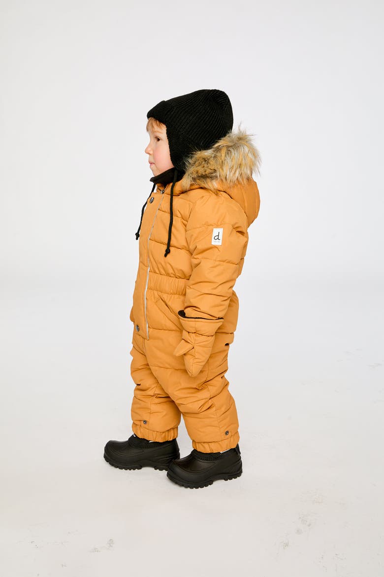 Original One Piece Puffy Snowsuit with Removable Mittens and Boots, Alternate, color, Brown Sugar