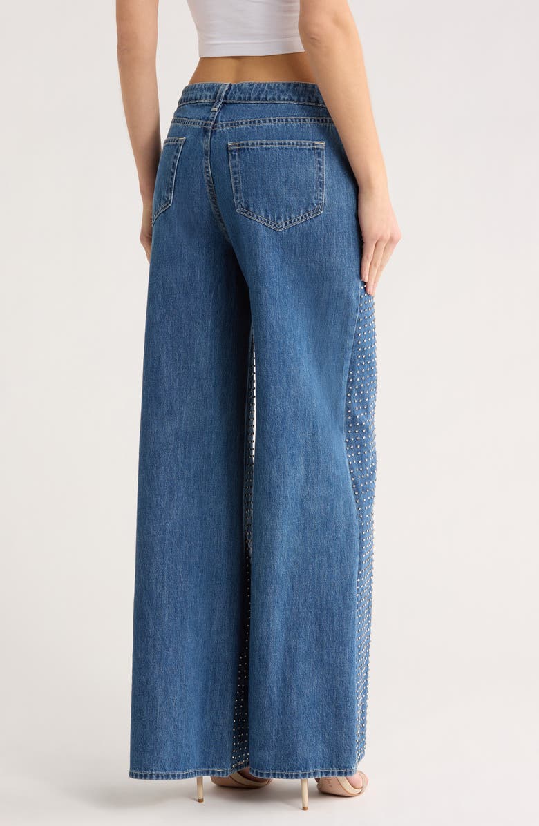 L'AGENCE Quincy High Waist Rhinestone Wide Leg Jeans, Alternate, color, 