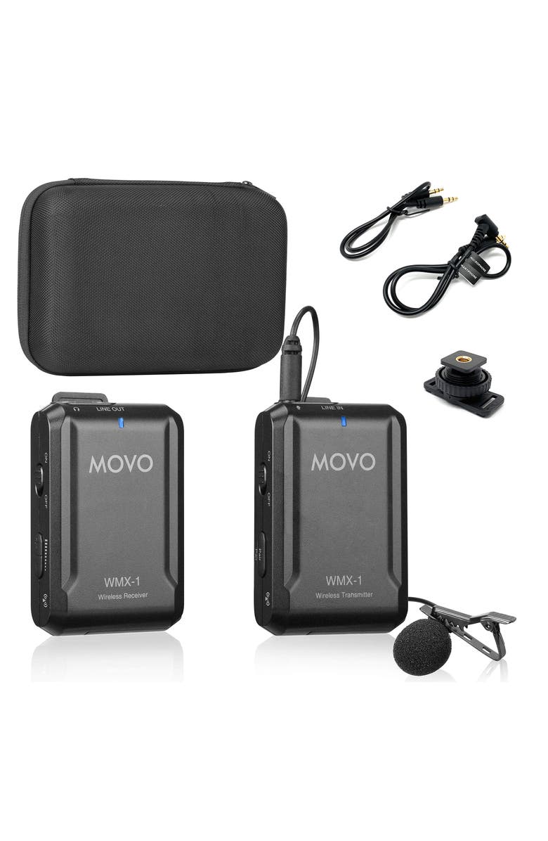 MOVO WMX-1 2.4GHz Wireless Lavalier Microphone System Compatible with Cameras and Smartphones, Main, color, Black