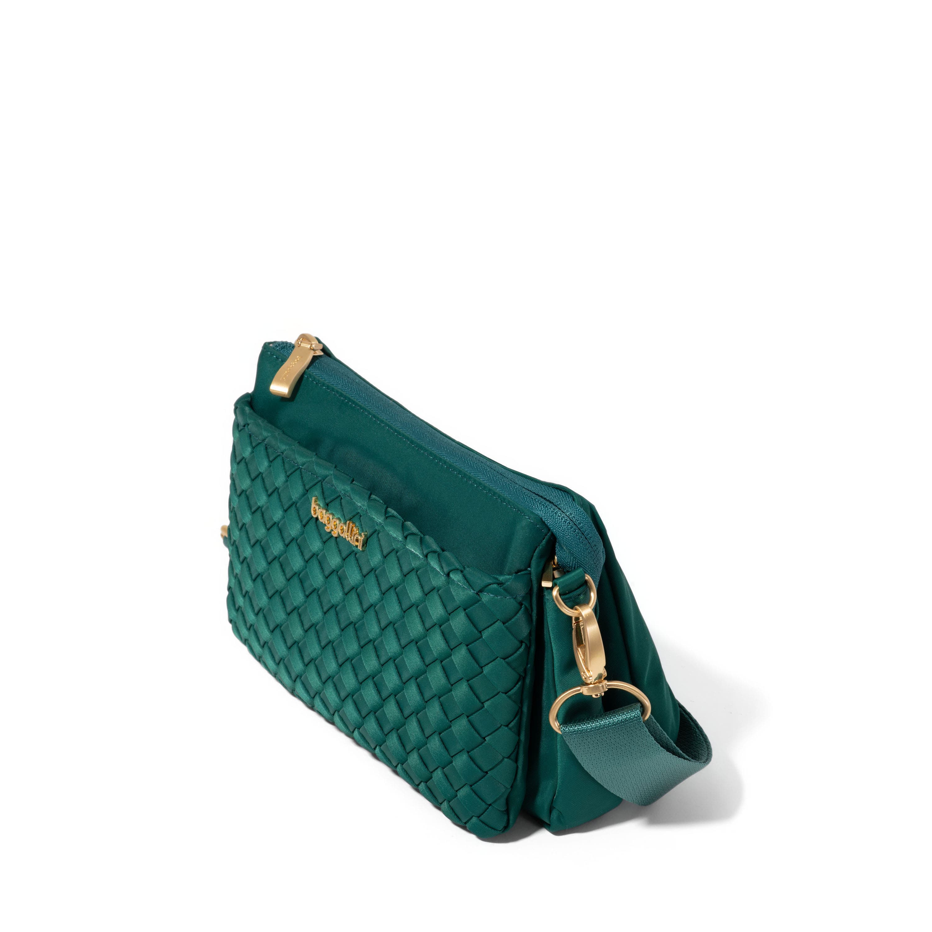 BAGGALLINI Perry Woven Crossbody, Alternate, color, Jade Woven Twill