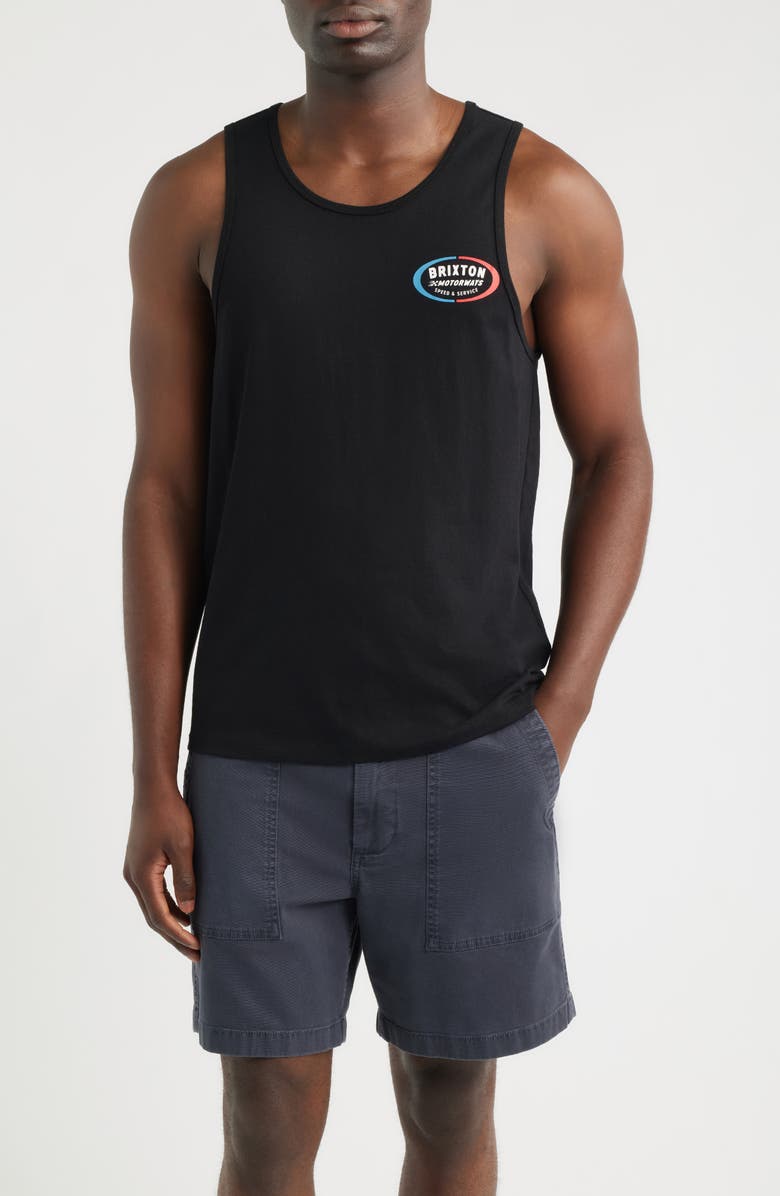 Brixton Rhett Logo Graphic Tank, Main, color, Black