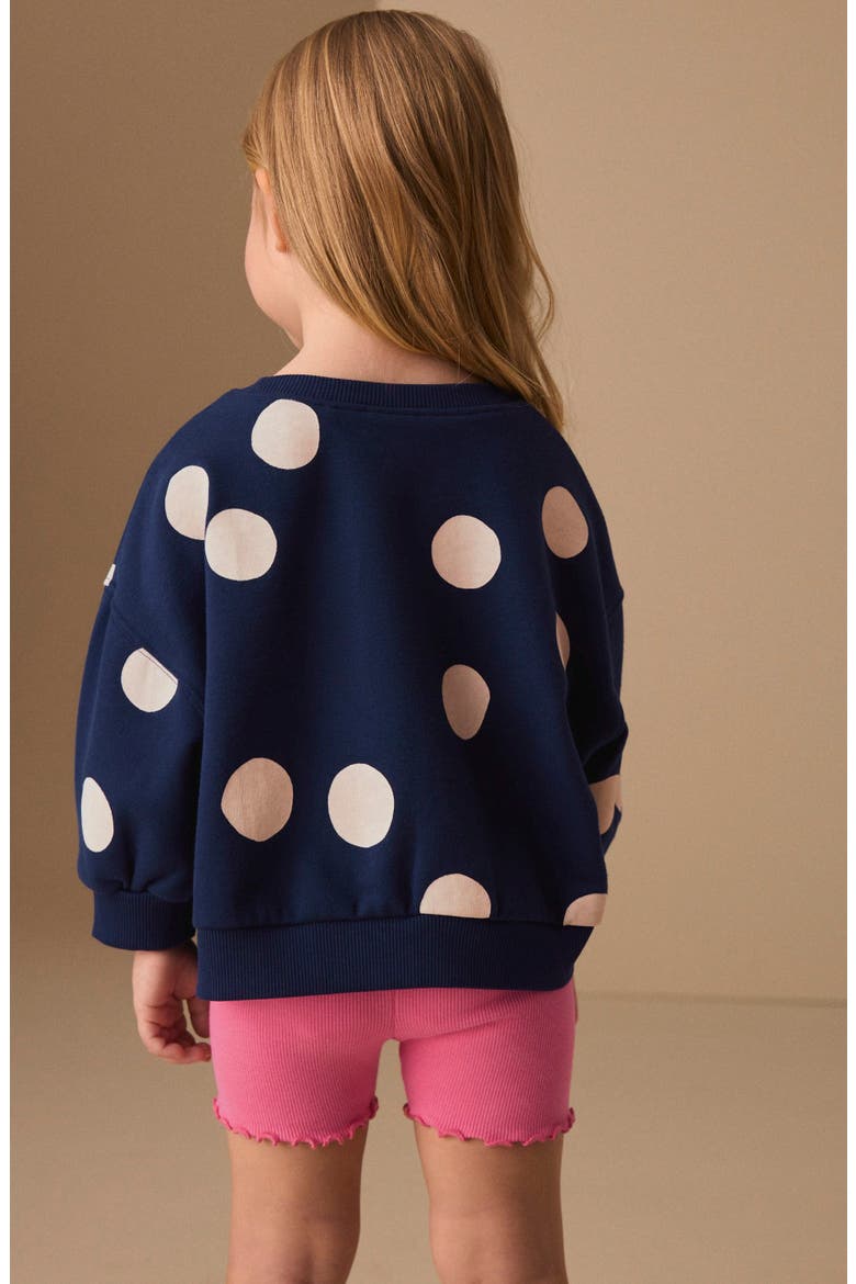 Kids' Polka Dot Sweatshirt & Bike Shorts Set, Alternate, color, BLUE