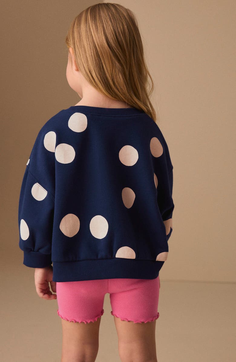 NEXT Kids' Polka Dot Sweatshirt & Bike Shorts Set, Alternate, color, Blue