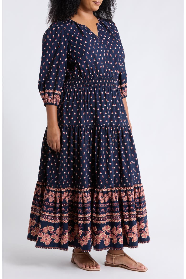 Floral Cotton Maxi Dress, Alternate, color, NAVY ROSE MIXED