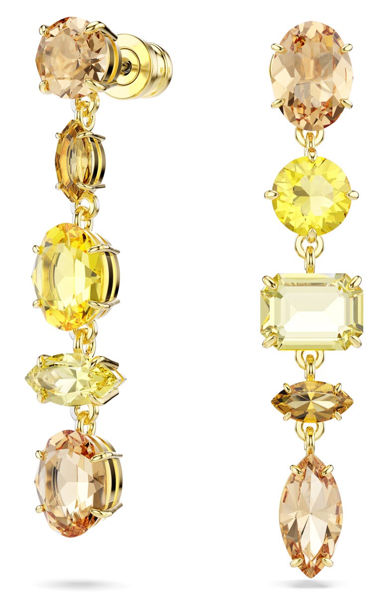 Swarovski Gema Mixed Cut Crystal Front/Back Earrings, Alternate, color, Gold