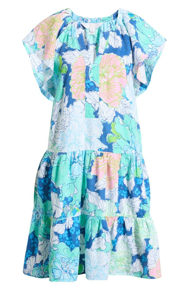 Lilly Pulitzer<sup>®</sup> Norella Print Ruffle Linen Dress, Main, color,