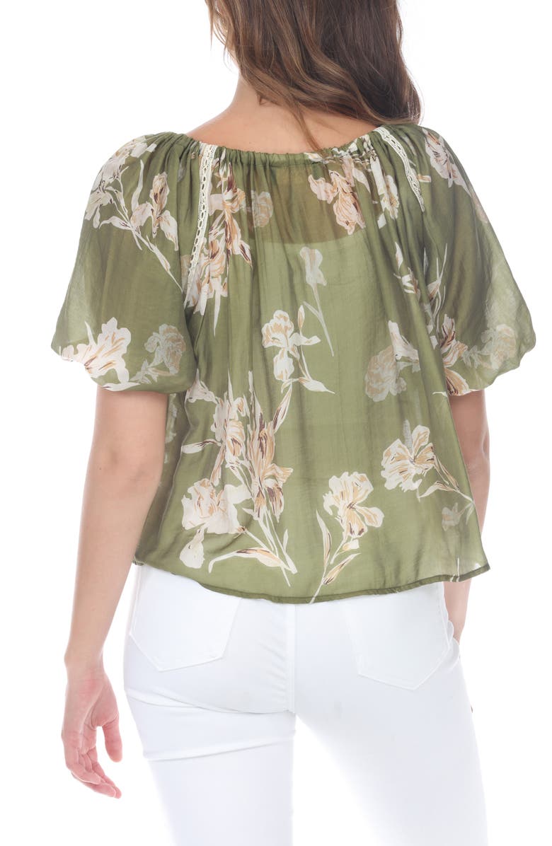 RAIN AND ROSE Floral Puff Sleeve Top, Alternate, color, Green