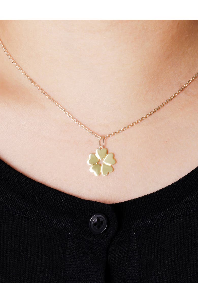 DEVATA Clover Heart Pendant Necklace in 14K Gold, 19mm, Alternate, color, Yellow Gold