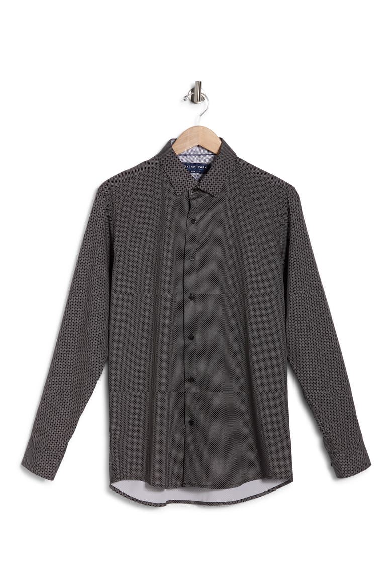 Slim Fit Performance 4-Way Stretch Dress Shirt, Alternate, color, BLACK