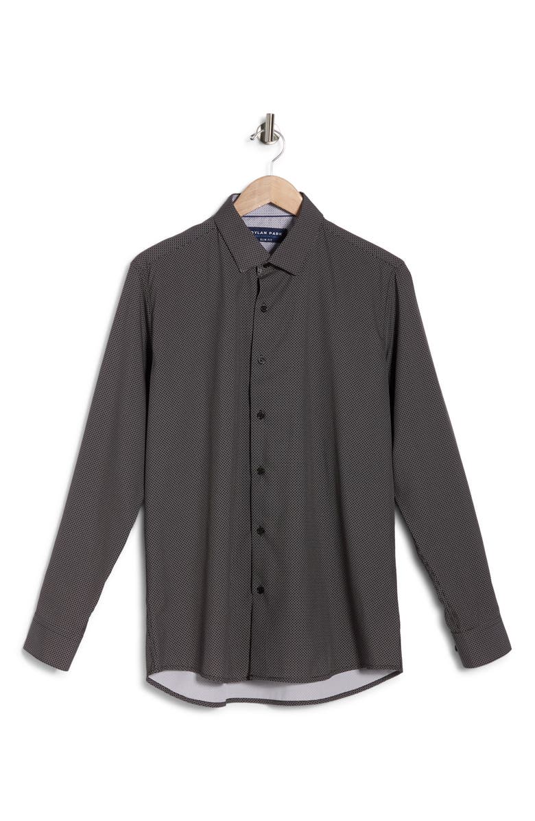 DYLAN PARK Slim Fit Performance 4-Way Stretch Dress Shirt, Main, color, Black