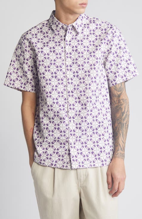 Bruce Block Print Short Sleeve Button-Up Shirt