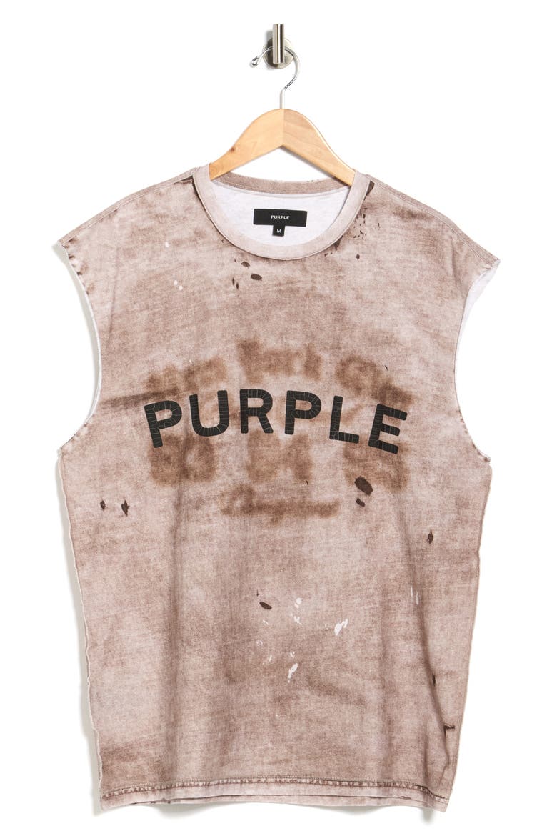 Logo Textured Cotton Jersey Graphic Tank, Alternate, color, BROWN