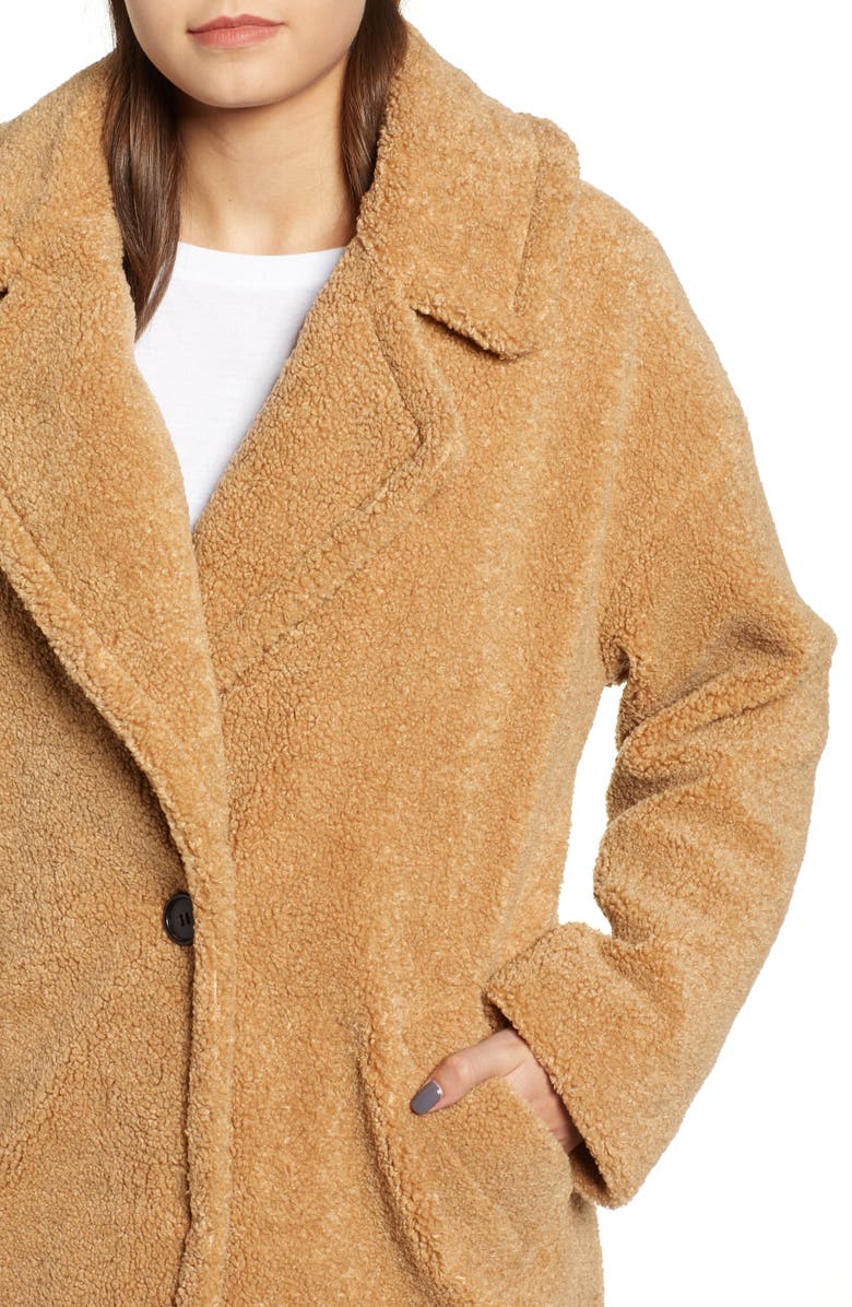 KENDALL + KYLIE Faux Fur Teddy Coat, Alternate, color, 