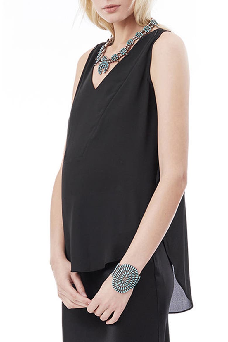 'Amanda' Print Maternity/Nursing Tank, Alternate, color, BLACK