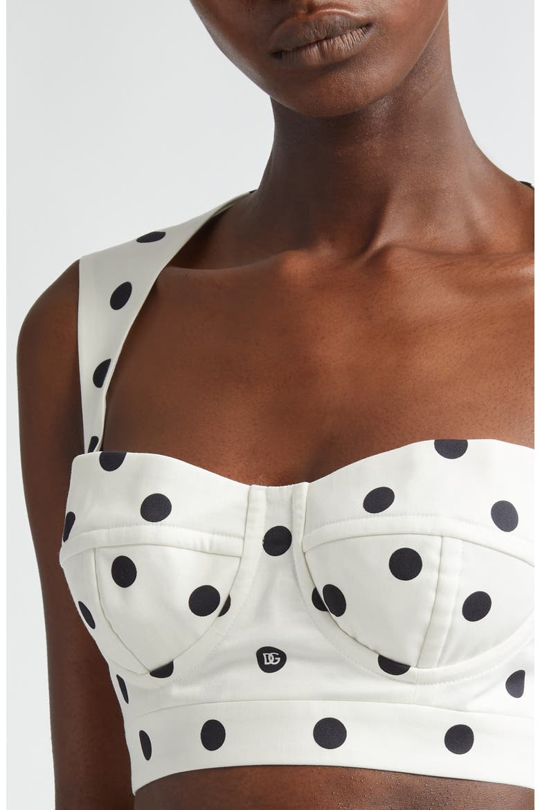 Polka Dot Back Cutout Crop Bustier Top, Alternate, color, HWZRN POIS MED 1.5 F.BIANC
