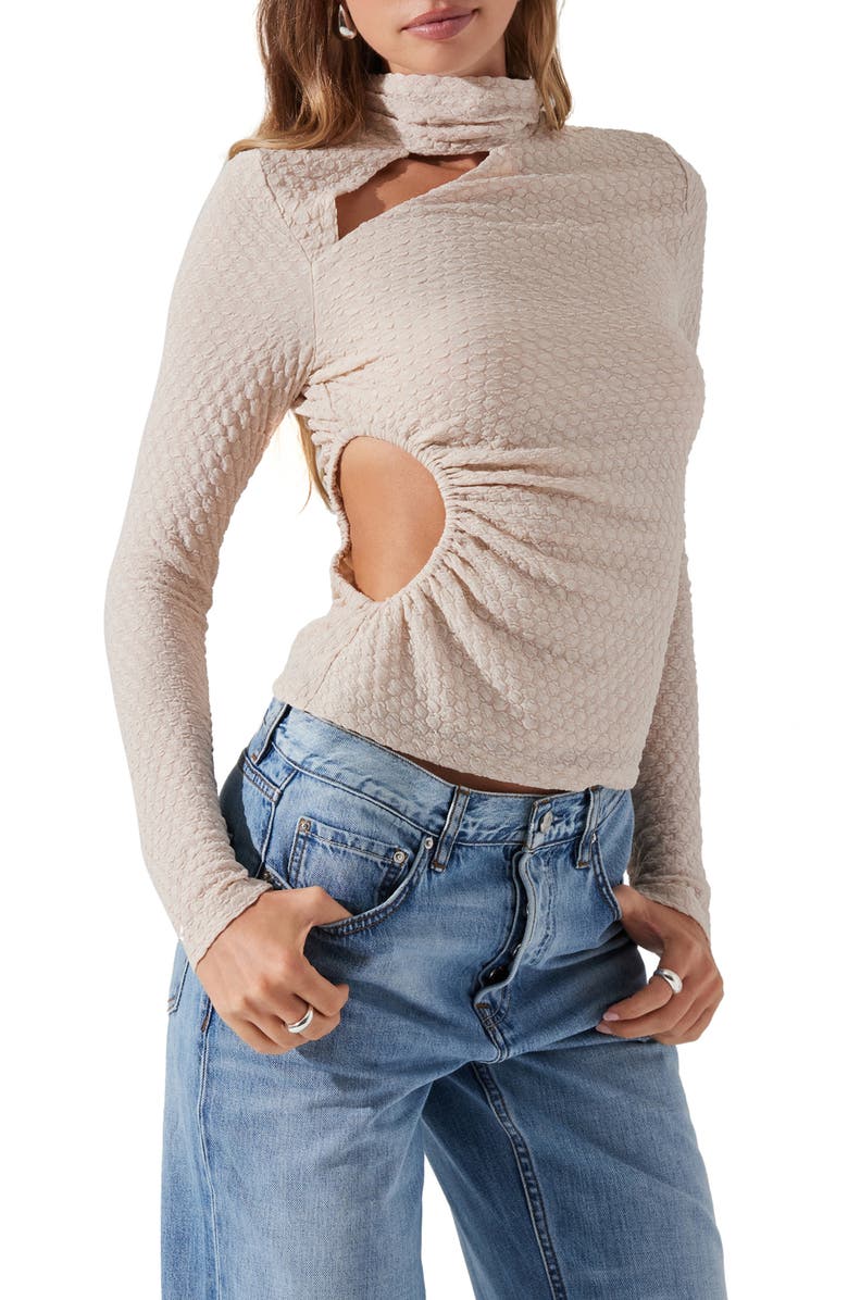 ASTR the Label Texture Cutout Knit Top, Alternate, color,