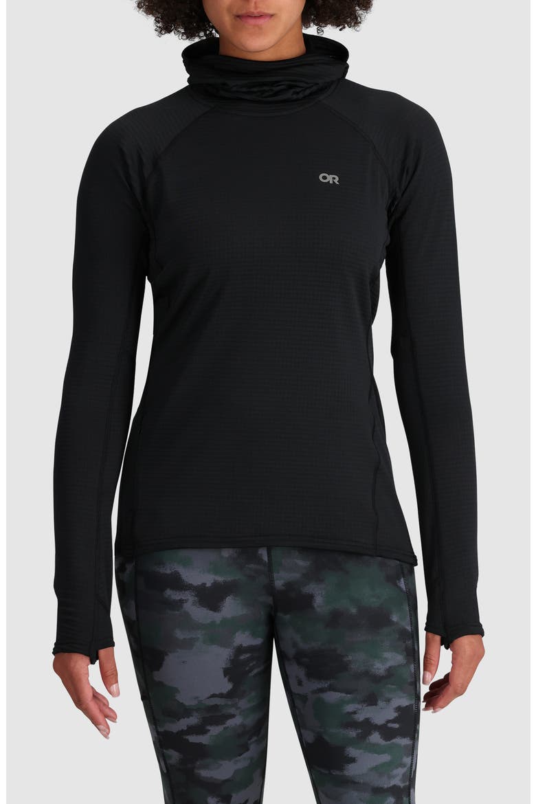 Vigor Grid Fleece Quarter Zip Hoodie, Main, color, BLACK