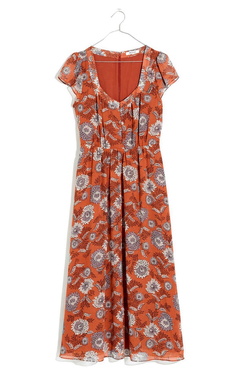 Madewell Sheer Sleeve Button Front Dress, Alternate, color, 