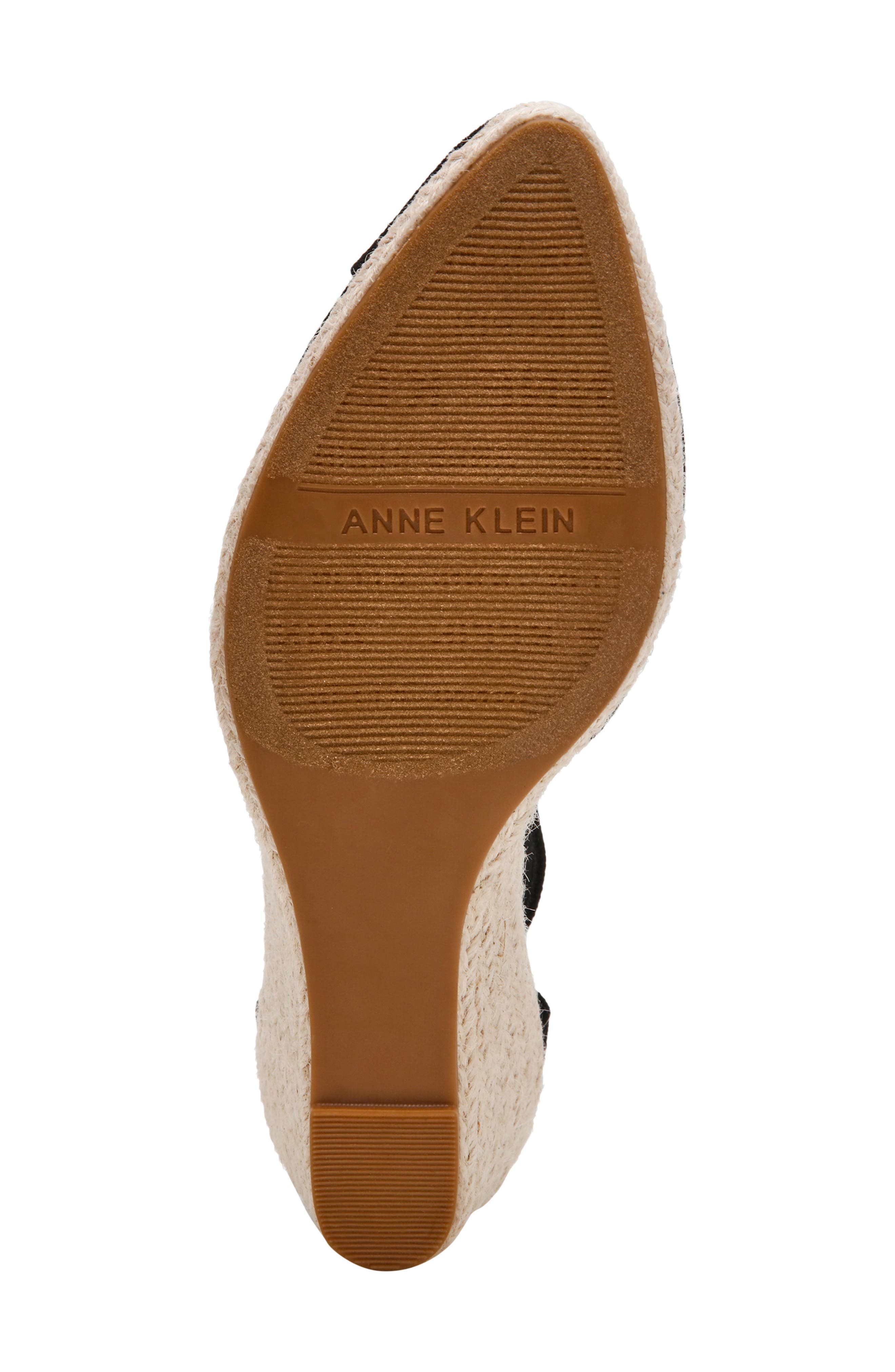 Anne Klein Wilmott Ankle Strap Espadrille Wedge Sandal, Alternate, color, Black Canvas