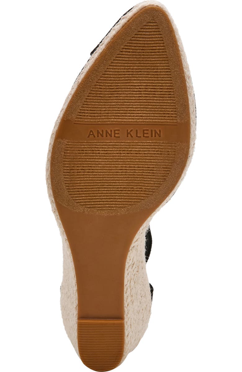 Anne Klein Wilmott Ankle Strap Espadrille Wedge Sandal, Alternate, color, Black Canvas