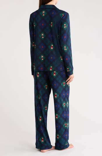 Mom Matching Family Bear Plaid Long Sleeve Top & Pants Pajamas