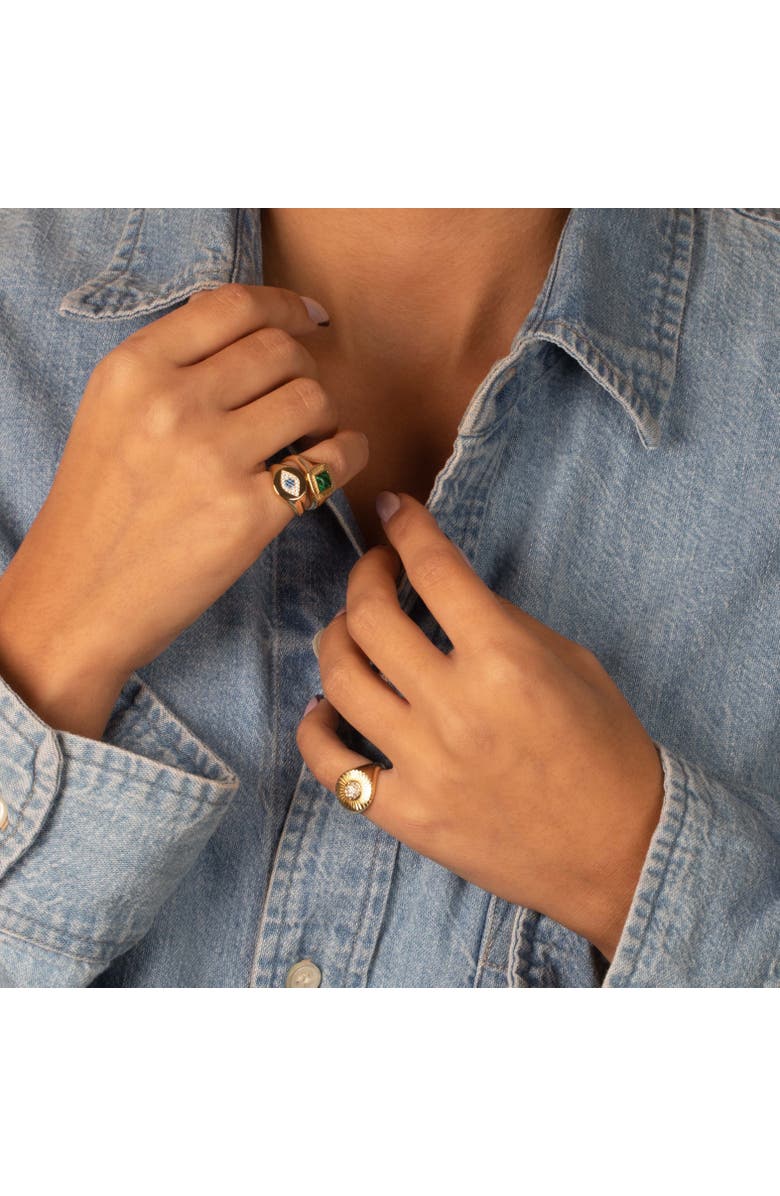 BY ADINA EDEN Pave Accented Oval Ridged Signet Pinky Ring, Alternate, color,