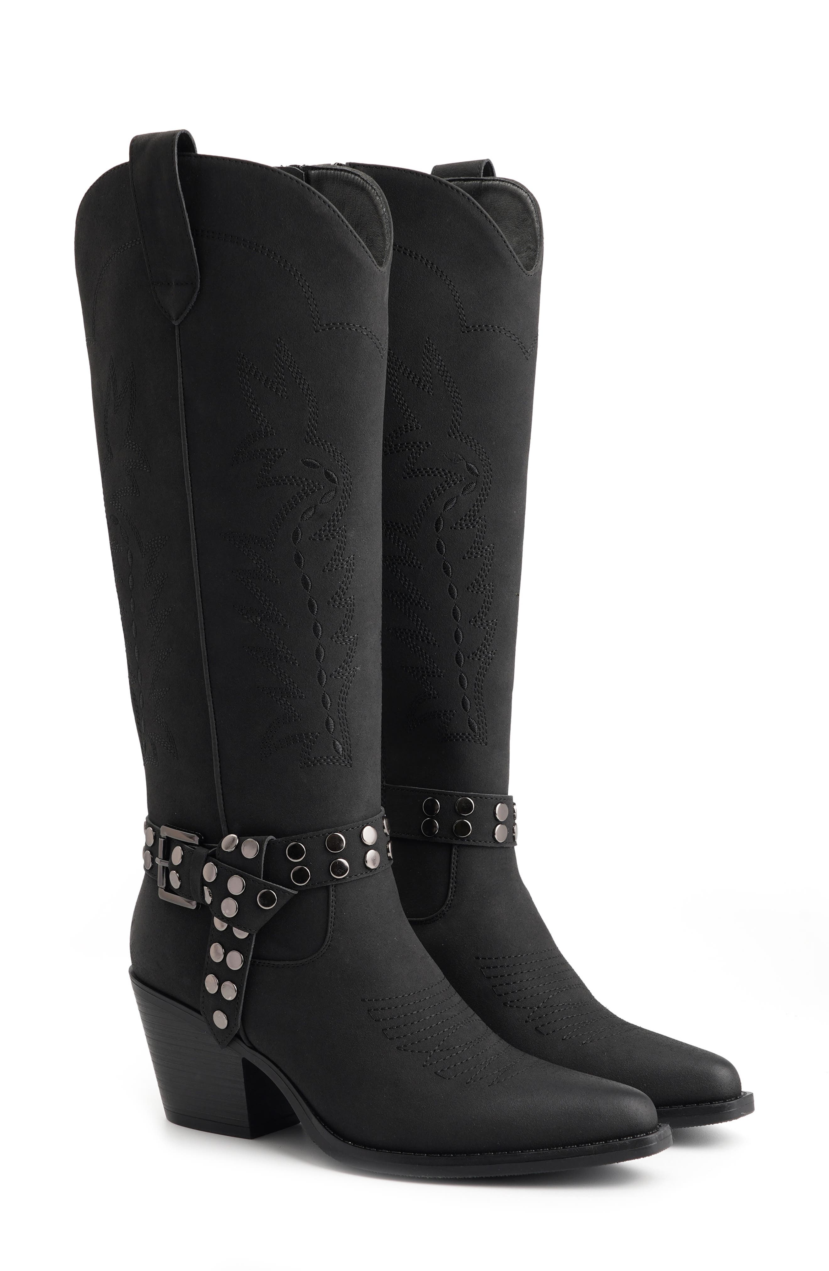 Bridget Faux Leather Knee High Boot, Alternate, color, BLACK