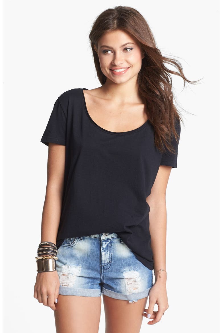 Oversized Scoop Neck Tee, Main, color, BLACK