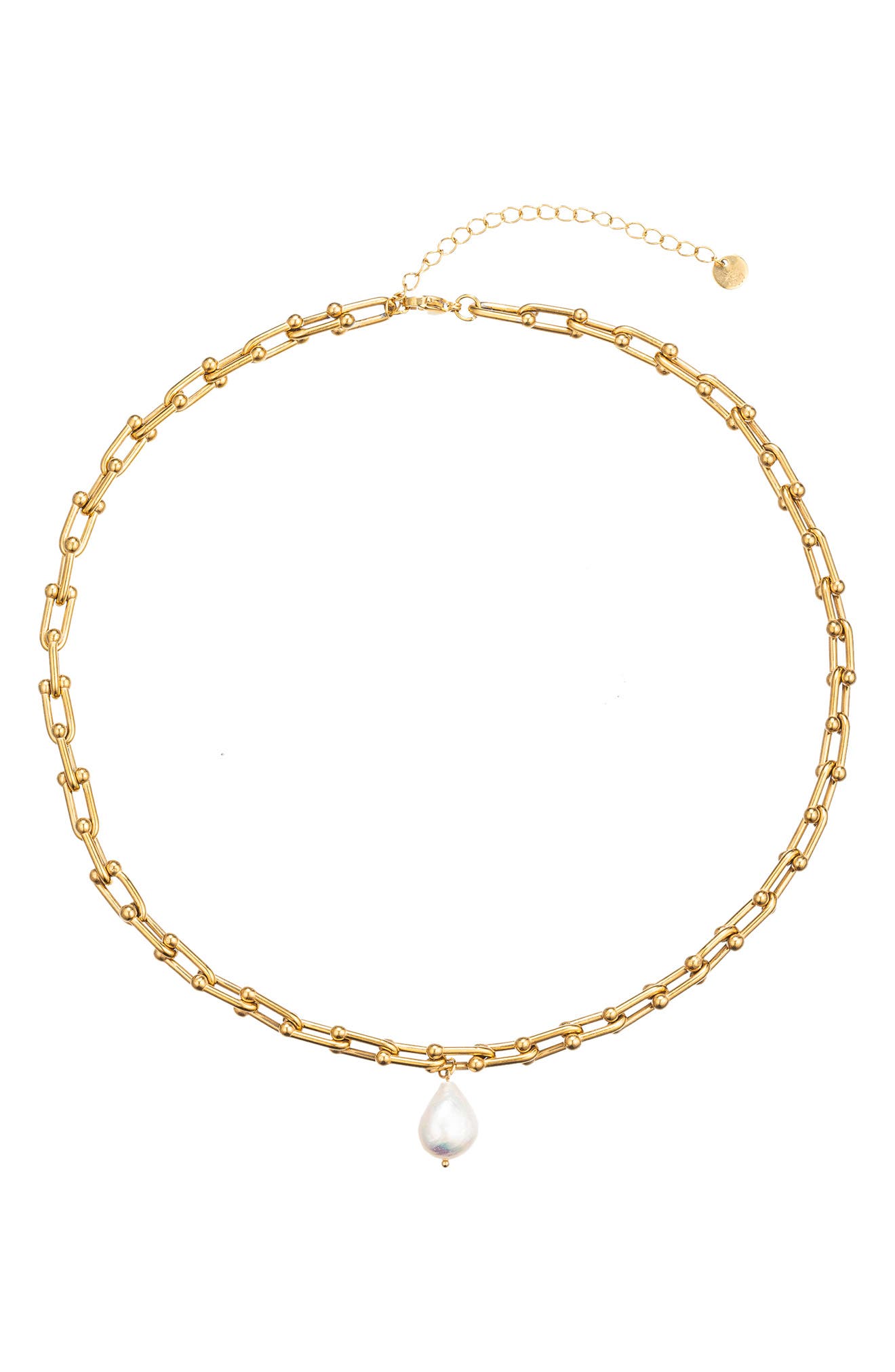 EYE CANDY LOS ANGELES Lea Faux Pearl Paper Clip Chain Necklace