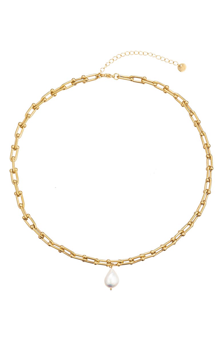 EYE CANDY LOS ANGELES Lea Faux Pearl Paper Clip Chain Necklace, Main, color, 
