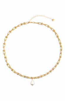 Lea Faux Pearl Paper Clip Chain Necklace