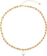 EYE CANDY LOS ANGELES Lea Faux Pearl Paper Clip Chain Necklace