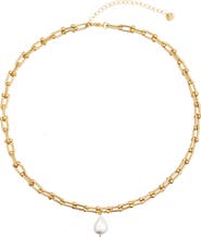 EYE CANDY LOS ANGELES Lea Faux Pearl Paper Clip Chain Necklace