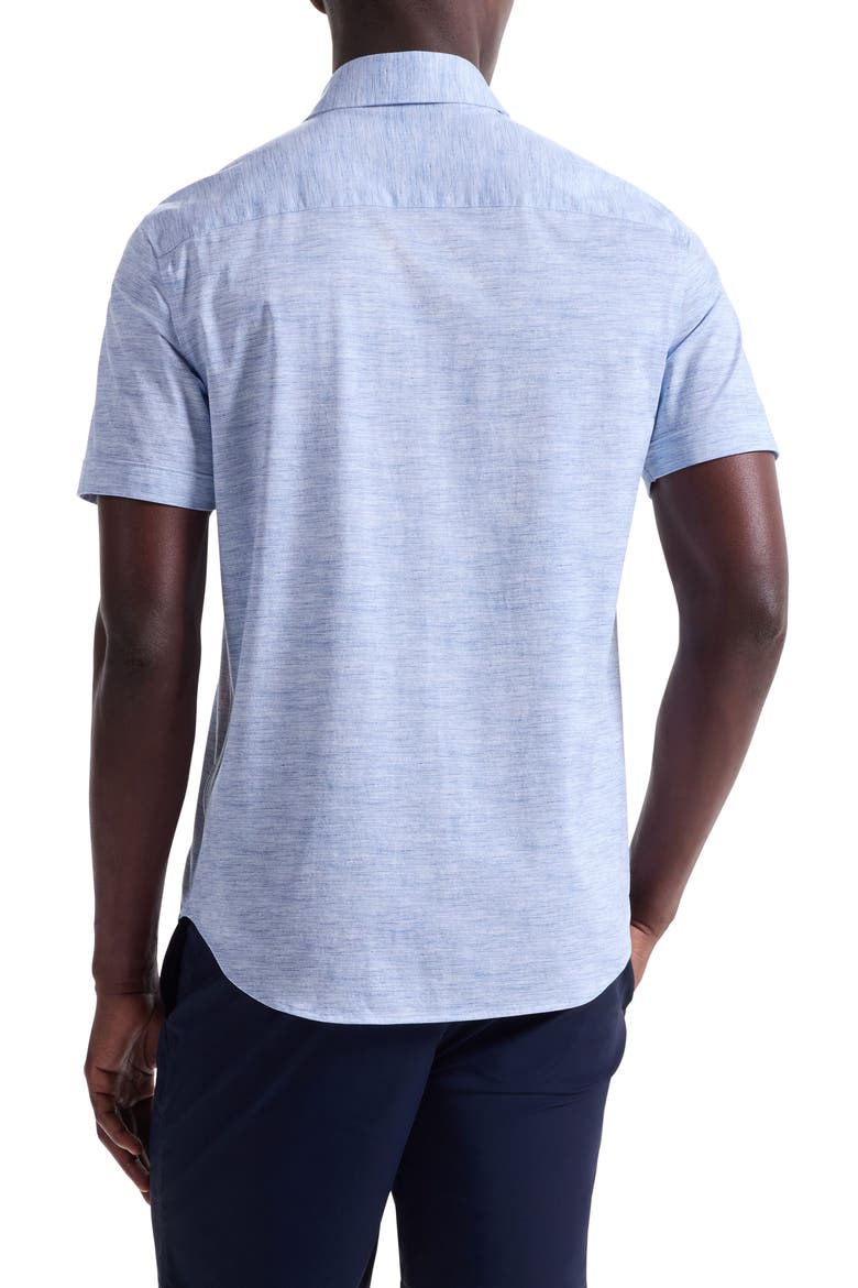 Miles OoohCotton® Space Dye Short Sleeve Button-Up Shirt, Alternate, color, WHITE
