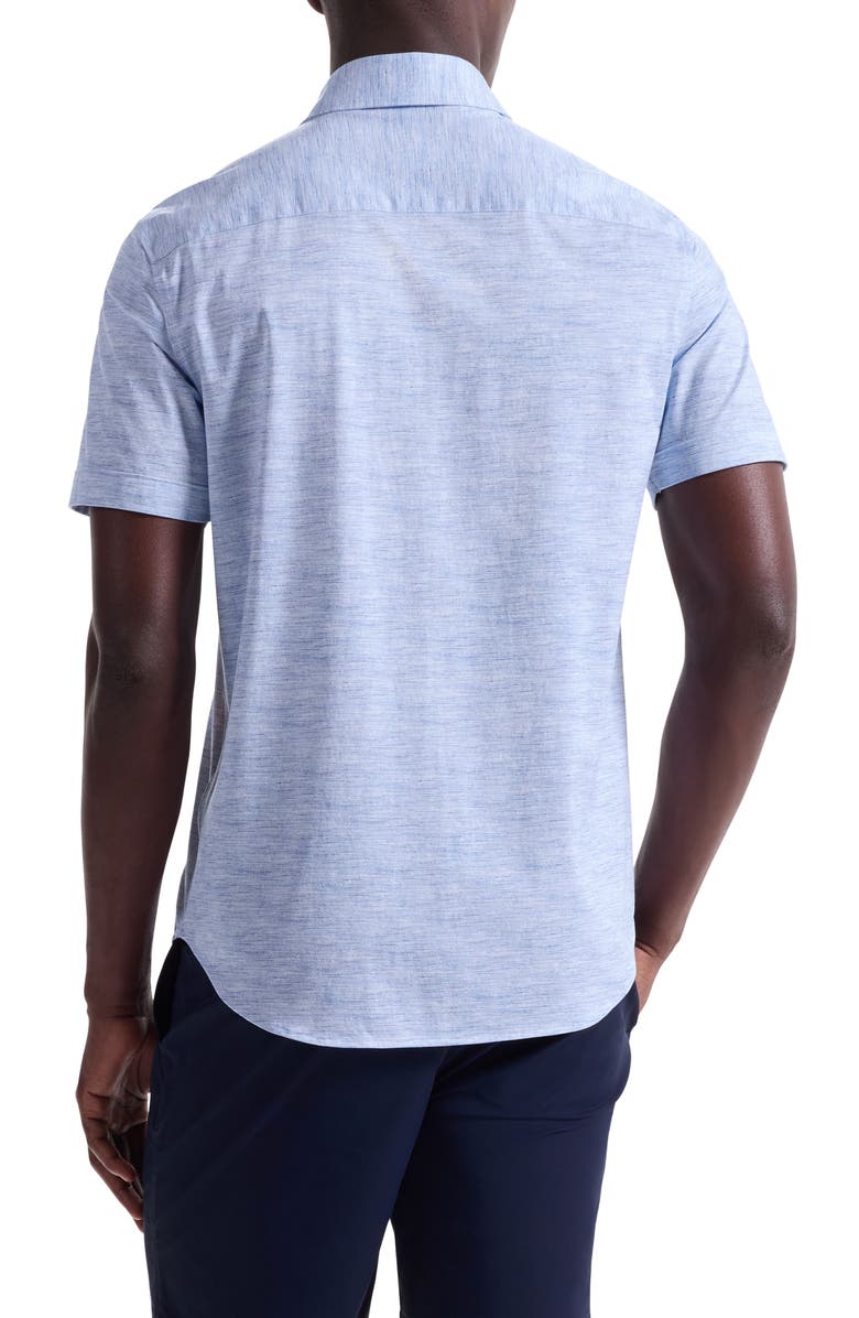 Bugatchi Miles OoohCotton<sup>®</sup> Space Dye Short Sleeve Button-Up Shirt, Alternate, color, White
