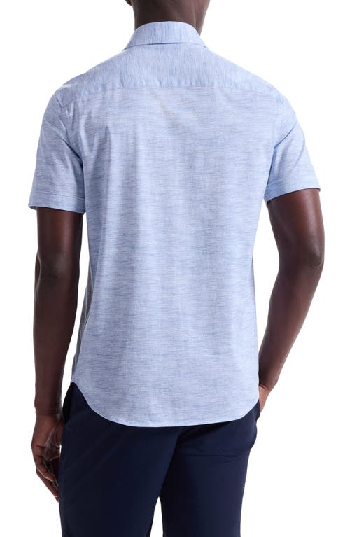 Bugatchi Miles Ooohcotton® Space Dye Short Sleeve Button-up Shirt In White
