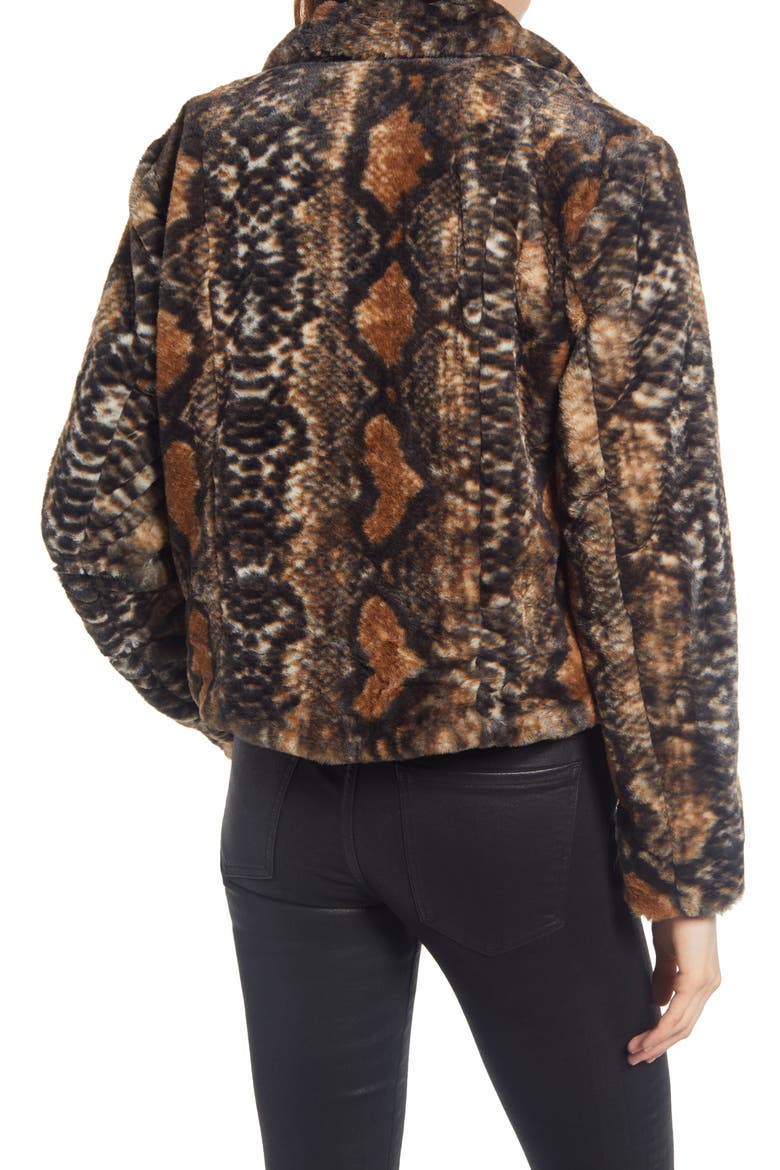 Mixed Print Faux Fur Jacket, Alternate, color, D FOR DANGER