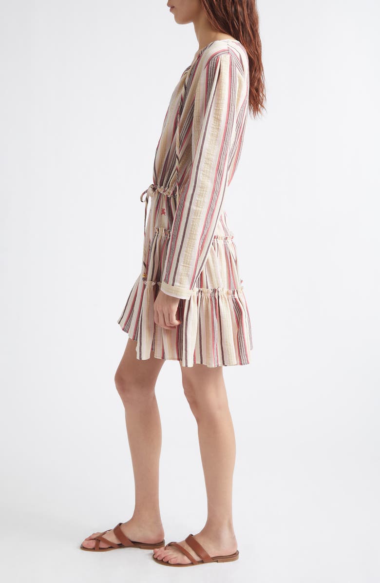 Burberry Lauren Stripe Long Sleeve Cotton Voile Minidress, Alternate, color, Neapolitan Pink Strp
