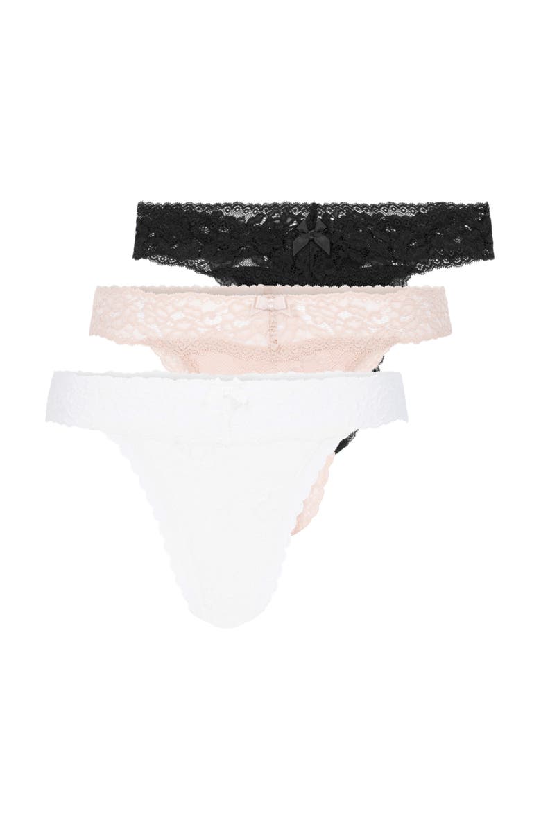 Hunkemöller 3 Pack Madison Thong, Alternate, color, Beige/Black/White