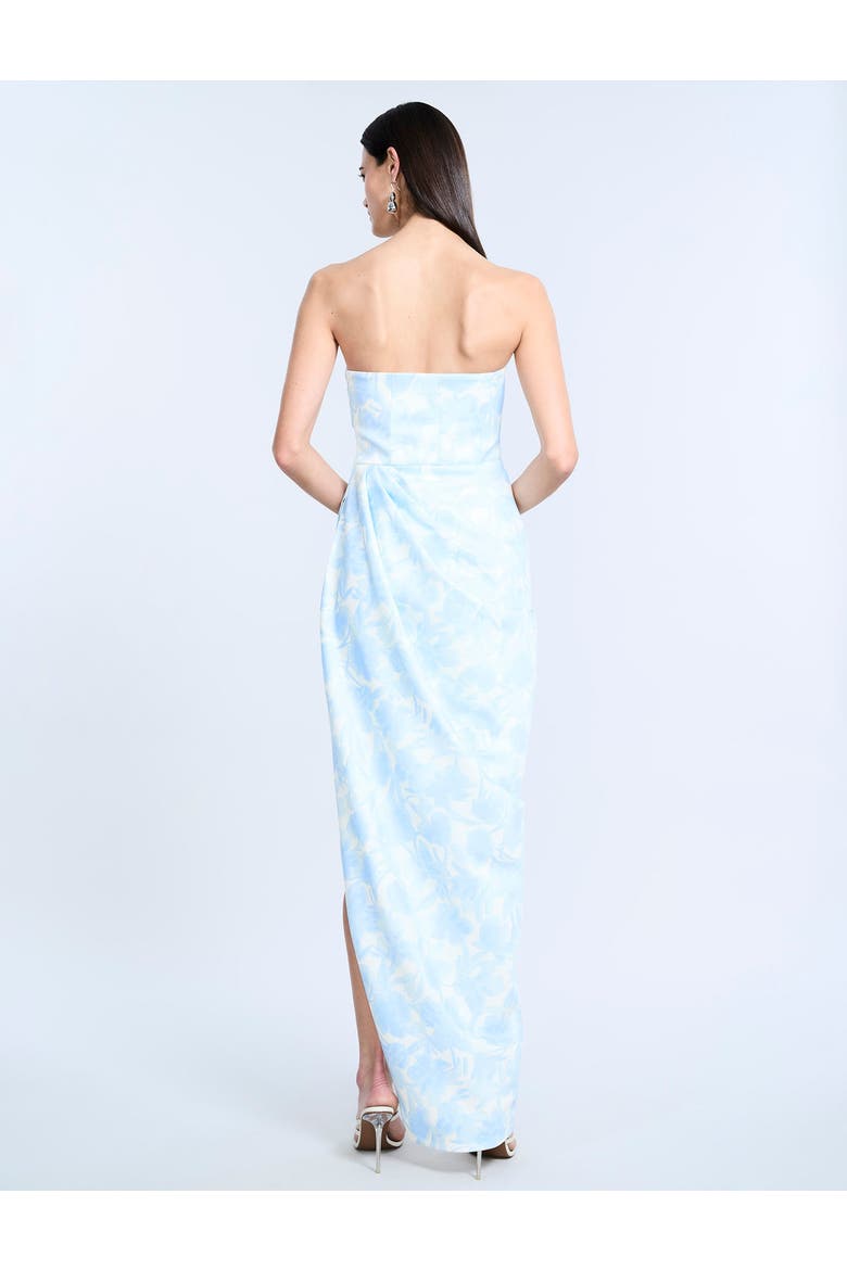 Pleat Bodice Wrap Skirt Gown, Alternate, color, Sky Floral Print