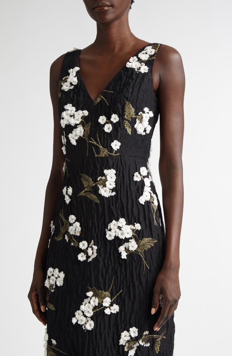 Erdem Floral Appliqué Cloqué Cocktail Dress, Alternate, color, 