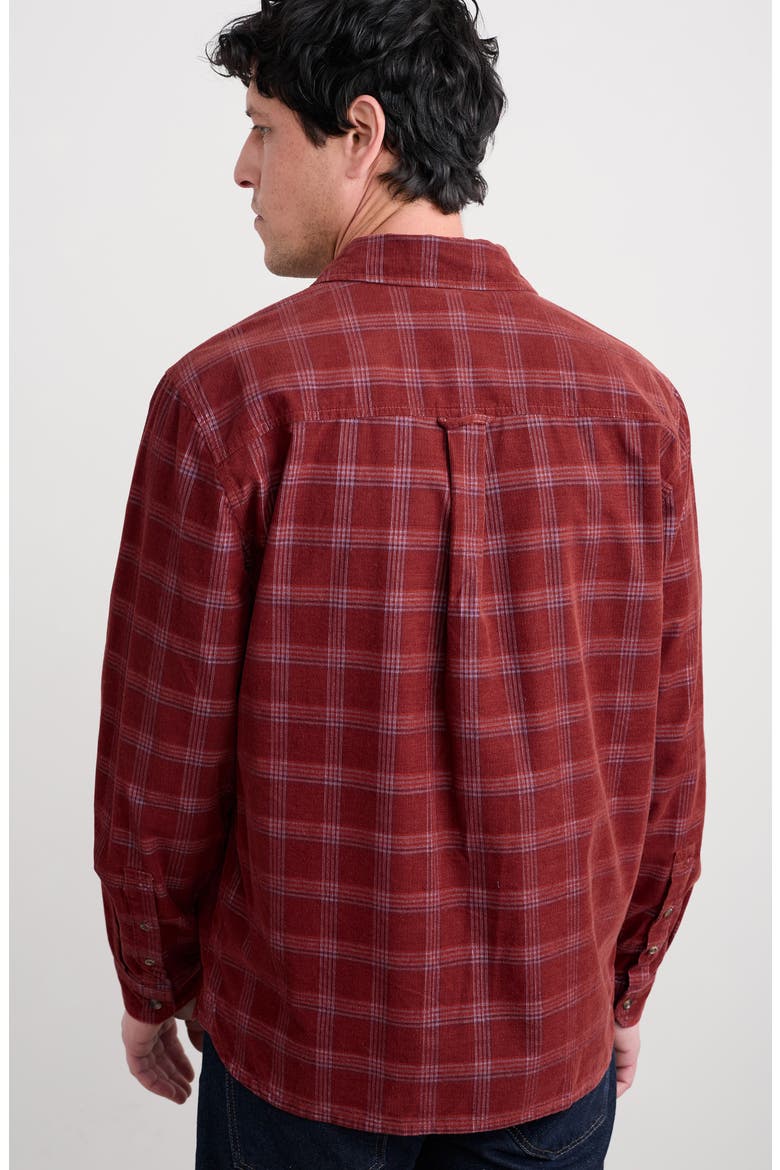 Shoreman Check Organic Cotton Corduroy Button-Up Shirt, Alternate, color, GAWAN CONKER