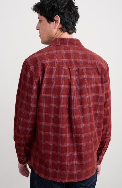 Seasalt Cornwall Shoreman Check Organic Cotton Corduroy Button-up Shirt In Red