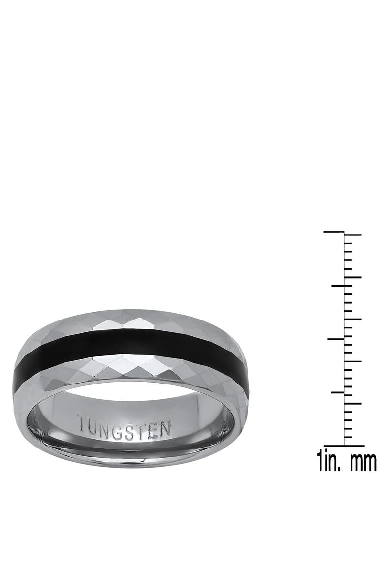 Men's Two-Tone Tungsten Hammered Ring, Alternate, color, SILVER/ BLACK