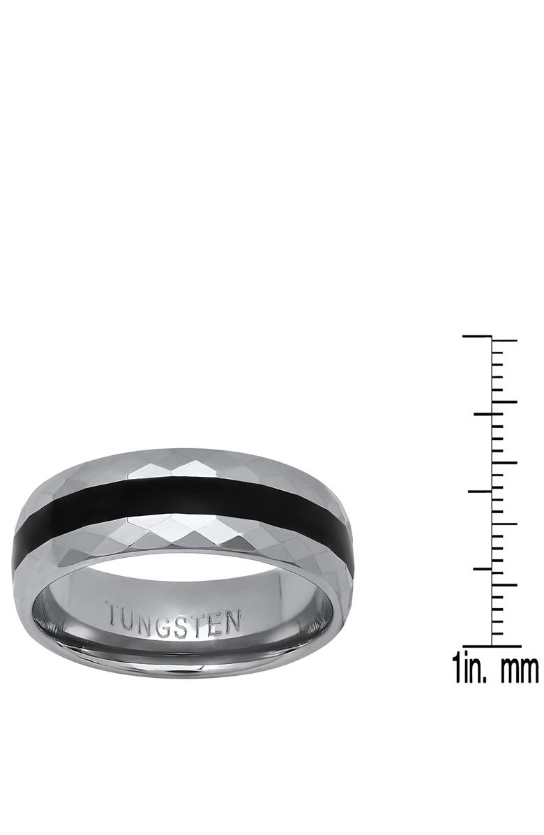 HMY JEWELRY Men's Two-Tone Hammered Ring, Alternate, color, Silver/ Black