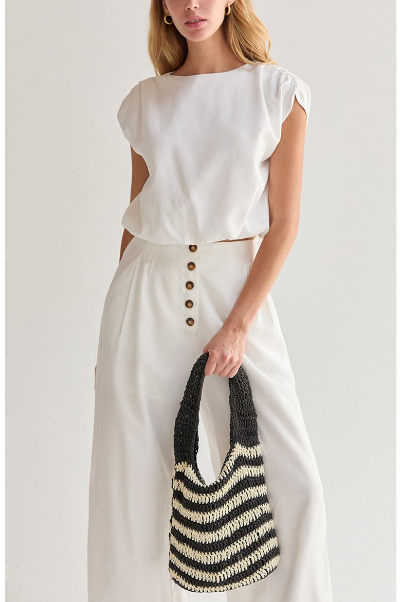 Cap Sleeve Bubble Hem Top, Alternate, color, Ivory