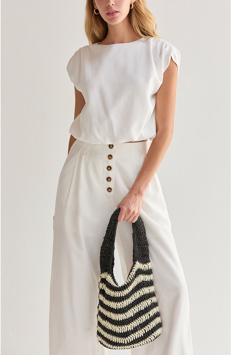 CRESCENT Cap Sleeve Bubble Hem Top, Alternate, color, Ivory
