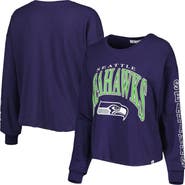 
47 Women
s 
47 College Navy Seattle Seahawks Skyler Parkway Cropped Long Sleeve T-Shirt
